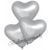 10 Stück silberne Herzluftballons, groß mit Helium-Einwegflasche