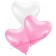 12 Stück Herzballons in Rosa und Weiß mit Helium-Einwegflasche