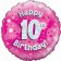 Luftballon aus Folie zum 10. Geburtstag, Happy 10th Birthday Pink