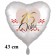 Herzluftballon zum 16. Geburtstag, 16 Jahre, 43 cm, satinweiß, ohne Helium-Ballongas