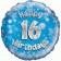 Luftballon aus Folie mit Helium, Happy 16th Birthday Blue holo, zum 16. Geburtstag und Jubiläum