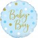 Sparkling Baby Boy, Dots holo, holografischer Luftballon aus Folie mit Helium