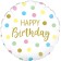 Geburtstags-Luftballon Pastel Dots Happy Birthday Holographic, ohne Helium-Ballongas