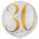 Luftballon aus Folie Zahl 30 Gold-Weiß, zum 30. Geburtstag