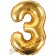 Luftballon Zahl 3, gold, 35 cm