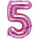 Mini-Folienballon Zahl 5 in Pink zur Befüllung mit Luft