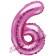Mini-Folienballon Zahl 6 in Pink zur Befüllung mit Luft