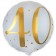 Luftballon zum 40. Geburtstag, Gold-Weiß, ohne Ballongas