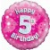 Luftballon aus Folie zum 5. Geburtstag, rosa Rundballon, Mädchen, Zahl 5, inklusive Ballongas