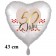 50 Jahre Herzluftballon aus Folie zum 50. Geburtstag, 43 cm, satinweiß, mit Ballongas-Helium