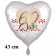 Herzluftballon zum 60. Geburtstag, 60 Jahre, 43 cm, satinweiß, ohne Helium-Ballongas