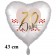 Herzluftballon zum 70. Geburtstag, 70 Jahre, 43 cm, satinweiß, ohne Helium-Ballongas