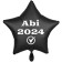 Luftballon Stern Abi 2024, schwarz-weiß, mit Helium Ballongas