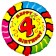 Luftballon aus Folie zum 4. Geburtstag, Animaloon Happy Birthday 4, ohne Ballongas