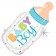 Holografischer Luftballon aus Folie Baby Boy Babyflasche ohne Helium
