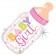 Holografischer Luftballon aus Folie Baby Girl Babyflasche ohne Helium