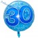Großer Luftballon zum 30. Geburtstag in transparentem blau, heliumgefüllt