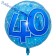 Großer Luftballon zum 40. Geburtstag in transparentem blau, heliumgefüllt