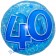 Lucid Blue Birthday 40, transparenter Folienballon zum 40. Geburtstag inklusive Helium