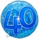 Lucid Blue Birthday 40, transparenter Folienballon zum 40. Geburtstag inklusive Helium