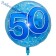 Großer Luftballon zum 50. Geburtstag in transparentem blau, heliumgefüllt