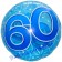 Lucid Blue Birthday 60, transparenter Folienballon zum 60. Geburtstag inklusive Helium