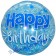 Lucid Blue Happy Birthday, transparenter Folienballon zum Geburtstag inklusive Helium