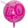 Großer Luftballon zum 40. Geburtstag in transparentem Pink, heliumgefüllt