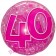 Clear Pink Birthday 40, Transparenter Folienballon zum 40. Geburtstag inklusive Helium
