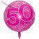 Großer Luftballon zum 50. Geburtstag in transparentem Pink, heliumgefüllt