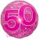 Clear Pink Birthday 50, Transparenter Folienballon zum 50. Geburtstag inklusive Helium