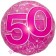 Folienballon Clear Pink Birthday 50, ohne Helium zum 50. Geburtstag