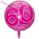 Großer Luftballon zum 60. Geburtstag in transparentem Pink, heliumgefüllt