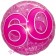 Clear Pink Birthday 60, Transparenter Folienballon zum 60. Geburtstag inklusive Helium