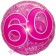 Folienballon Clear Pink Birthday 60, ohne Helium zum 60. Geburtstag