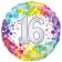 Colorful Confetti 16, runder Luftballon mit Helium Ballongas zum 16. Geburtstag