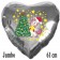 Jumbo Herzluftballon aus Folie, silber, Einhorn mit Weihnachtsbaum mit Helium
