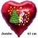 Jumbo Herzluftballon aus Folie, Einhorn mit Weihnachtsbaum mit Helium