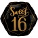 Folienballon Jumbo Elegant Sixteen, ohne Helium zum 16. Geburtstag