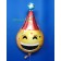 Luftballon aus Folie, Smiley mit Partyhut, ohne Ballongas-Helium