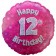 Luftballon aus Folie zum 12. Geburtstag, Happy 12th Birthday Pink