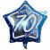 Folienballon Blue Star, Happy 70th Birthday, heliumgefüllt
