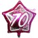 Folienballon Pink Star, Happy 70th Birthday, heliumgefüllt