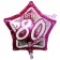 Folienballon Pink Star, Happy 80th Birthday, heliumgefüllt