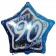 Luftballon aus Folie mit Helium, Happy Birthday Blue Star 90, zum 90. Geburtstag