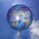 Batikmuster Happy Birthday, Luftballon zum Geburtstag mit Helium