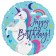 Einhorn Happy Birthday, runder Luftballon aus Folie, ungefüllt