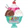 Happy Birthday eisbecher mit Sahne, Folienballon zum Geburtstag