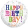 Glitzernder Folienballon Happy Birthday Greetings, heliumgefüllt