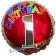 Luftballon aus Folie zum 1. Geburtstag, Happy Birthday Milestone 1, inklusive Ballongas